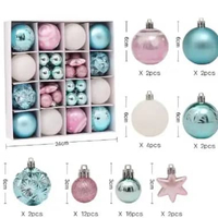 Hiasan pohon natal bola natal set Hiasan Bola Natal Baru Hiasan Natal Pink Skyblue