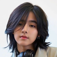 Long fake wig, cool boy style, realistic style, with bangs, wolf head, lure head style, supernatural
