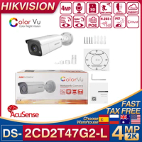 Hikvision 4MP AcuSense ColorVu Bullet IP Camera DS-2CD2T47G2-L HD POE CCTV Surveillance Video IPC For Home Protection