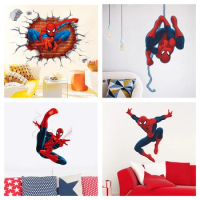 Spider Man Theme Wall Stickers For Kids Room Home Decoration 3d Cartoon Super Hero Mural Art Boys Decals Diy Anime Movie Posters
