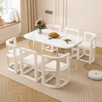 Space Savers Dining Table White Rectangle Luxury Design Dining Table Wooden Nordic Muebles Para El Hogar Kitchen Furniture