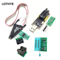 CH341A Series EEPROM Flash BIOS USB Programmer Module + SOIC8 SOP8 Test Clip + 1.8V Adapter + SOIC8 Adapter DIY KIT Complete Set