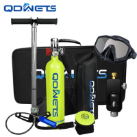 QDWETS Mini Scuba Tank Refillable Oxygen Cylinder with 1L Capacity Scuba Tank with 15-20 Minutes Underwater Diving Gear for Dive