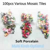 100pcs Various Mosaic Tiles Soft Porcelain Stones DIY Art and Crafts Materials for Kids/Children Handmade Ceramic Mosaic Tile