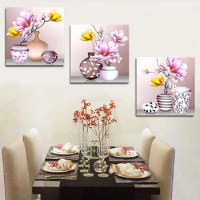 DIY Chinese Cross stitch Sets for Embroidery kit,Fashion art vase Magnolia flowers printed cross stitch patterns embroidery kits