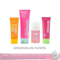 Paket Emina Bright Glow Lengkap - Skincare Remaja Untuk Wajah Cerah Tidak Kusam Bright Stuff Starter