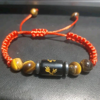 Gelang Bio Energy Tiger eye Naga Emas Tibet Fengshui Tali Merah Pria / Wanita tridatu bali