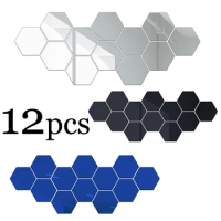 3D Hexagon Mirror Wall Stickers Acrylic Tiles Self Adhesive Wallpaper TV Background Wall Living Room Bedroom Decoration Sticker