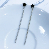 【S.One】耳環-S925銀針黑色星星造型兩戴式/後戴式 耳線 耳墜 耳環