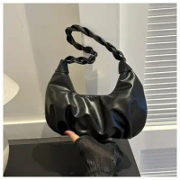 New Fashion Pleated Handbags for Women PU Cloud Bags Korean Armpit Bag Shopping Shoulder Bags Dumpling Bag Female Underarm Bags