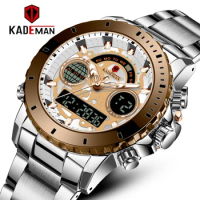 KADEMAN Men Watch Business Watches Stainless Steel Strap Stopwatch Chronograph Waterproof Wristwatch Luminous Electronic Watch