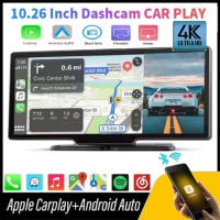 10.26" Dash Cam Rearview Camera Wifi Carplay &amp; Android Auto 4K DVR GPS Navigation Video Recorder Dashboard Dual Len 24H Park AUX