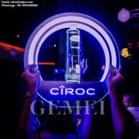 GEMEI LED Lighted Grey Goose Belvedere Ciroc Vodka Bottle Presenter Glorifier Display VIP Service Neon Sign with Metal Handle