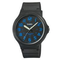 CASIO 超輕薄感實用必備大表面指針錶-(MW-240-2B)黑x藍數字/45mm