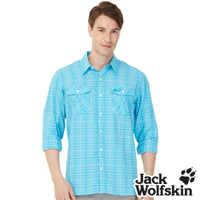 【Jack wolfskin 飛狼】男 防蚊抗UV排汗長袖襯衫『水藍』