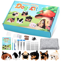 Animal Needle Felting Starter Kits with Tool and Instruction, Wool Felting Craft Making Supplies for Beginners DIY Craft KXRE