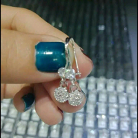 Anting rumbai kait gantung bulat mata full lapisan mas putih