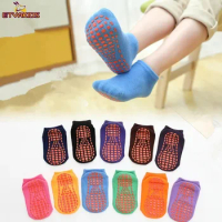 Young Girls Non-slip Floor Socks for Baby Boys Breathable Short Sock Kids Ankle Sports Yoga Children Playground Trampoline Socks