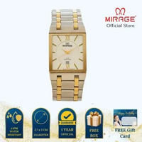 Mirage Jam Tangan Pria Analog 7908 M Silver Gold Original Stainles Plat Putih