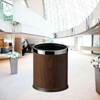 【企隆 圍欄 飯店用品】 資源回收 清潔 整理 垃圾桶 清潔箱 C45S-15 黑桃木紋色圓形雙層桶