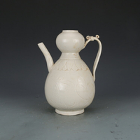 宋定窯白釉刻花葫蘆壺仿古瓷器古董真品古玩收藏五大名窯