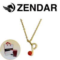 【ZENDAR】頂級天然沙丁紅珊瑚圓珠3-3.5mm字母銀色項鍊 227258 字母P