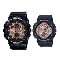 JAM COUPLE CASIO ANALOG DIGITAL ORIGINAL RESIN BLACK ROSE GOLD CASIO G-SHOCK BABY-G GA-140GB-1A2 BA-