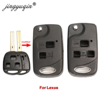 jingyuqin 2/3 Buttons Flip Remote Key Shell Case For Lexus RX300 SC430 GX470 LS400 GS300 ES330 LX470 Modified Fob Key Cover