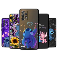 Phone Black Case for Samsung Galaxy A13 A22 5G A51 A32 A54 A23 A72 A12 A52 A34 A33 Silicone Cover Star Baby Cartoon Stitch Cas