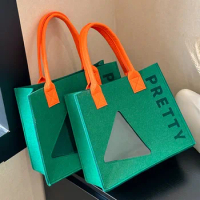 Felt Handbag Fashion Felt Shopping Designer Tote Large Capacity Shopping Bag for Women Girls Toy Book Sundries Storage
