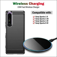 15W Fast Wireless Charger for Sony Xperia 1 II III IV V 5 IV 5V Wireless Charging Indicator with USB Cable Gift Case