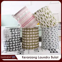 Keranjang Baju Laundry Bulat Pakaian Kotor Lipat Canvas Laundry Bag 32x40 cm RANDOM