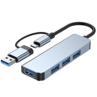 Type C to USB 3.0 Hub 4 Ports 4-in-1 Docking Station Ultra Slim USB Splitter Plug and Play for Air Surface Pro PC Flash Drive