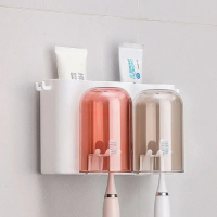Toothbrush holder and cup rack, no-drill mouthwash cup set, bathroom wall-mounted shelf, storage rac