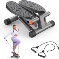 Stair Stepper with Resistance Bands, Mini Stepper with 300LBS Loading Capacity, Hydraulic Fitness Stepper with LCD Monito