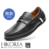 【HIKOREA】韓國空運/版型正常。男款質感皮革一字帶樂福紳士皮鞋 正裝 厚底 男皮鞋(73-425共2色/現貨+預購)