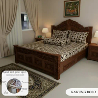 sprei double karet tinggi 40 cm motif batik ukuran 180x200 adem lembut anti geser mamakusprei