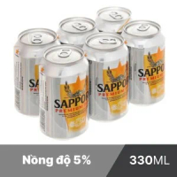 6 lon bia Sapporo 330ml