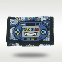 Australia Smiggle Original Children's Wallet Boys Cartoon Blue Game Card Bag Three Layer Clutch Bag 5 Inches