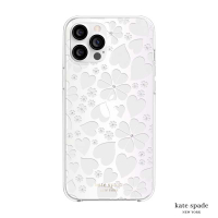 強強滾-Kate Spade iPhone12Pro Max6.7吋愛心/幸運草+白色鑲鑽