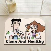 內地直送 - 蠟筆小新浴室啜水地墊衛生間洗手間矽藻泥速幹地毯防滑腳墊可愛