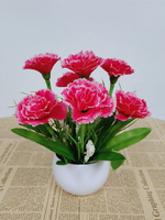 人造花 仿真植物康乃馨仿真花假花裝飾花小盆栽絹花客廳茶幾桌干花藝餐桌花擺設
