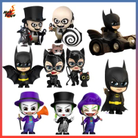 Original Hottoys Batman Returns Batman Catwoman Penguin Batcar Joker COSBABY Mini Dolls Decoration Character Collectible Model