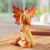 Angel Wing Angel Wing Figurines Creative Resin Kneeling Angel Maple Leaf Angel Statue Maple Leaf Standing Angel Desktop