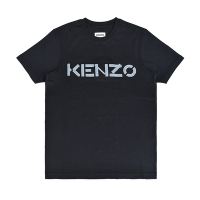 KENZO灰字印花LOGO純棉圓領短袖T恤(男款/黑)