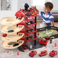 軌道車停車場玩具車小汽車套裝各類車消防警察3-4歲兒童6益智男孩-快速出貨