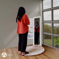 Cermin Standing Mirror Makeup Hijab Pakai Kaki Roda - Cermin Berdiri Full Body Kaki Roda Bisa Digese