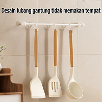 Set Peralatan Dapur Silikon, Spatula Teflon, Set Peralatan Dapur Kayu, Peralatan Dapur
