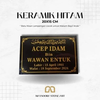 BATU NISAN KERAMIK HITAM 20X15 CM (ANAK)
