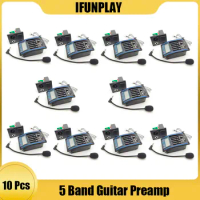 10Set 5 Band LC-5 Acoustic Guitar Pickup Guitar EQ Preamp with Microphone Equalizer Piezo Pickup Tuner LCD Wooden Guitar Parts